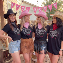 Custom Pink Rodeo Crew Bachelorette Party T-Shirt