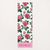 Custom Pink Rose Floral Pattern Yogamatte (Vorderseite)
