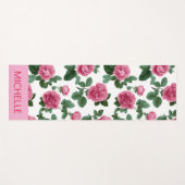 Custom Pink Rose Floral Pattern Yogamatte (Vorderseite (Horizontal))