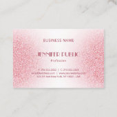 Custom Pink Rose Gold Glitzer Modern Monogram Visitenkarte (Rückseite)