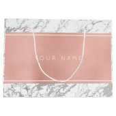Custom Pink Rose Gold Metallic Minimal Marmor Grau Große Geschenktüte (Rückseite)