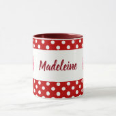 Custom Pink Roses Floral Art Polka Dot Tasse (Zentrum)