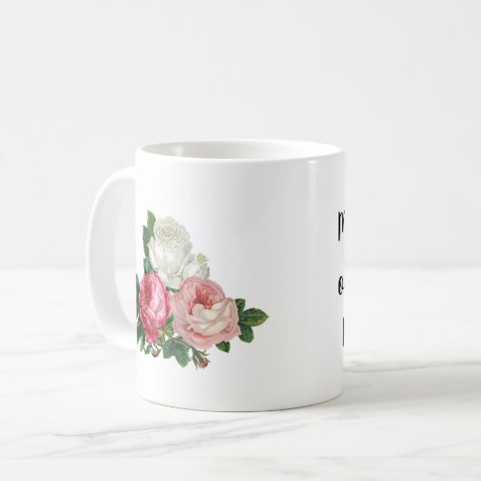 Custom Pink Roses Mutter der Bride Coffee Tasse (Vorderseite Links)