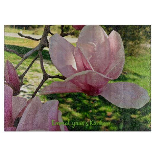 Custom Pink Saucer Magnolia Blossom Schneidebrett (Vorderseite)