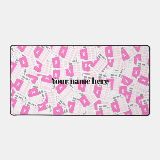 Custom Pink Spreadsheet Pattern Desk Mat Schreibtischunterlage (Vorderseite)