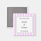 Custom Pink Stripes Save the Date Magnet (Vorderseite/Rückseite)