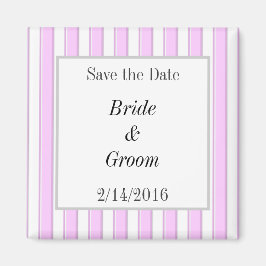 Custom Pink Stripes Save the Date Magnet