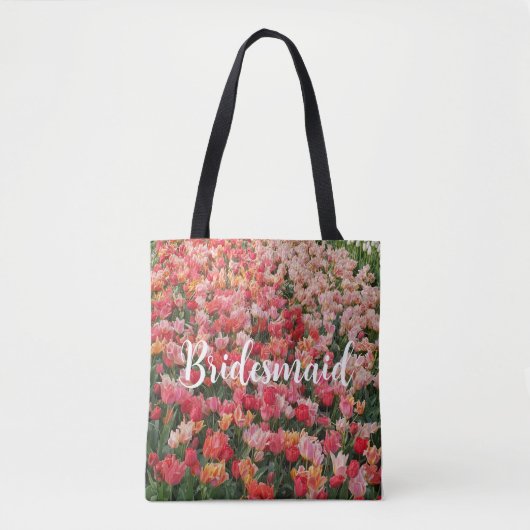 Custom Pink Tulip Blume Bridesmaid Tasche (Vorderseite)