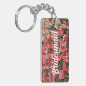 Custom Pink Tulip Garden Bridesmaid Schlüsselkette Schlüsselanhänger (Vorderseite links)