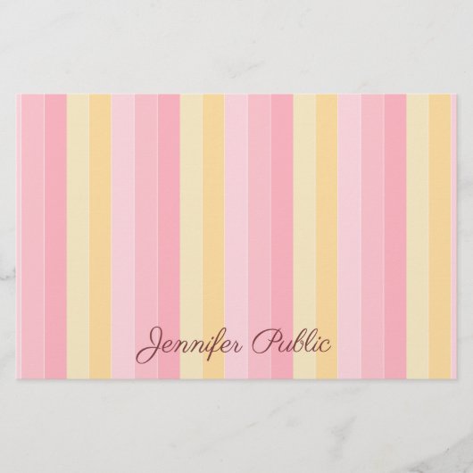 Custom Pink Vanille Yellow White Template Script Briefpapier (Vorderseite)
