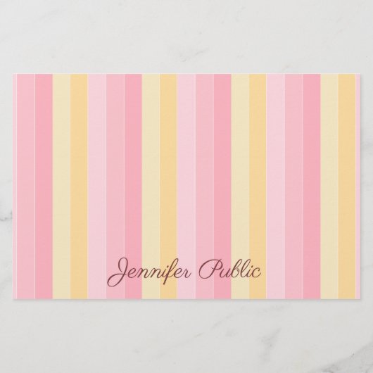 Custom Pink Vanille Yellow White Template Script Briefpapier (Rückseite)