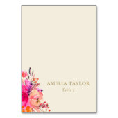 Custom Pink Watercolor Floral Wedding Place Card Tischnummer (Vorderseite)