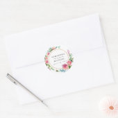 Custom Pink Watercolor Peony and Gold Wedding Runder Aufkleber (Umschlag)