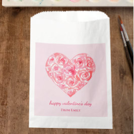 Custom Pink Watercolor Rose Herzlich Willkommen am Geschenktütchen