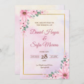 Custom Pink Watercolor Wedding Invitation Einladung (Vorne/Hinten)