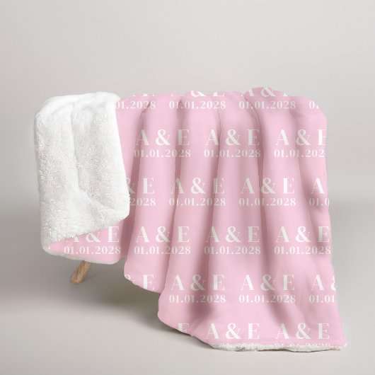Custom Pink Wedding Blanket for Bride & Groom Gift Sherpadecke