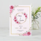 Custom Pink Wedding Invitation | Editable Einladung (Stehend Vorderseite)