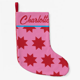 Custom Pink Weihnachts-Strumpf mit Sternen Kleiner Weihnachtsstrumpf