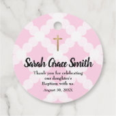 Custom Pink White Baby Girl Taufe Vielen Dank Geschenkanhänger (Rückseite)