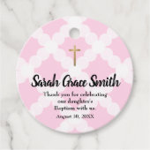 Custom Pink White Baby Girl Taufe Vielen Dank Geschenkanhänger (Vorderseite)