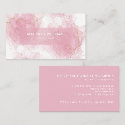 Custom Pink White Gold Glitzer Beruflich Visitenkarte (Vorne/Hinten)