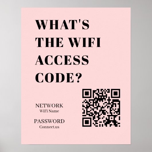 Custom Pink WiFi QR | Personalized Password Poster (Vorne)