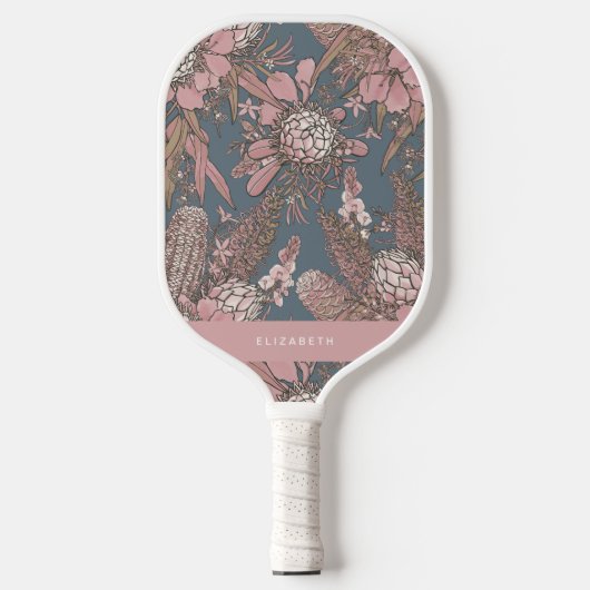 Custom Pink Wild Bush Blume Bouquet Pickleball Schläger (Vorderseite)