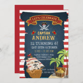 Custom Pirate Birthday Party Treasure Map for boy Einladung (Vorne/Hinten)