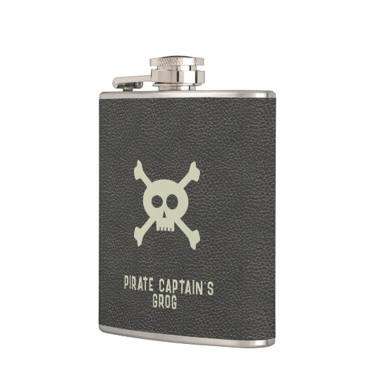 Custom Pirate Captain Name Black Flask Flachmann (Links)