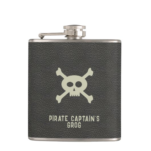Custom Pirate Captain Name Black Flask Flachmann (Vorderseite)