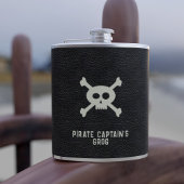Custom Pirate Captain Name Black Flask Flachmann