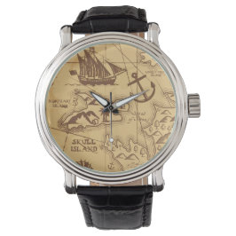 Custom Pirate Map Landpunktfamilie Armbanduhr