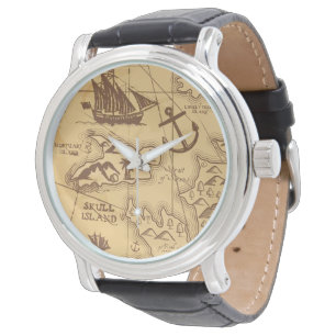 Custom Pirate Map Landpunktfamilie Armbanduhr