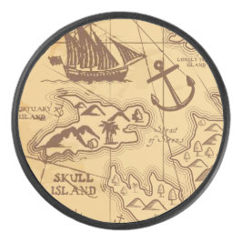 Custom Pirate Map Landpunktfamilie Eishockey Puck