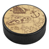 Custom Pirate Map Landpunktfamilie Eishockey Puck (3/4)
