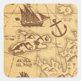 Custom Pirate Map Landpunktfamilie Quadratischer Aufkleber