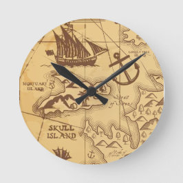 Custom Pirate Map Landpunktfamilie Runde Wanduhr