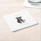 Custom Pit Bull Pet Wedding  Rechteckiger Pappuntersetzer (angewinkelt)