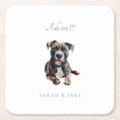 Custom Pit Bull Pet Wedding  Rechteckiger Pappuntersetzer (Vorderseite)