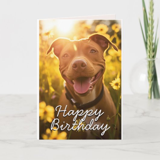 Custom Pitbull Birthday Card Dankeskarte (Vorderseite)