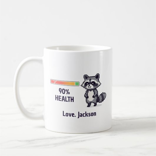 Custom Pixel Raccoon Health Bar Funny Kaffeetasse (Links)