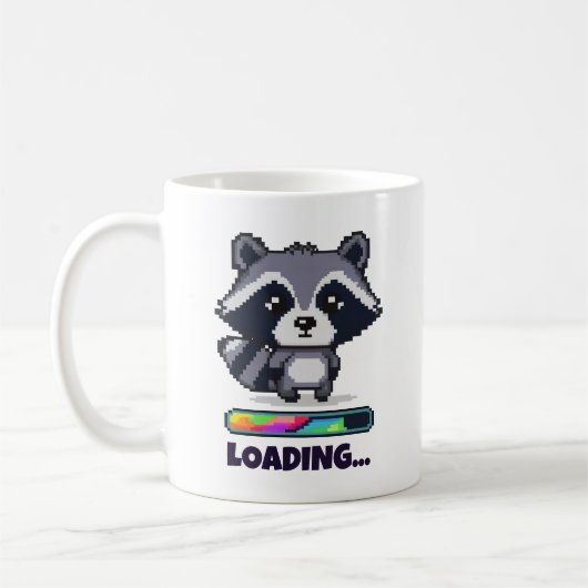 Custom Pixel Raccoon Loading Bar Funny Kaffeetasse (Links)