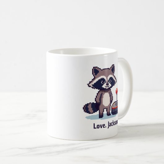 Custom Pixel Raccoon With Joystick Kaffeetasse (VorderseiteRechts)