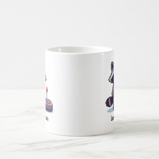 Custom Pixel Raccoon With Joystick Kaffeetasse (Mittel)