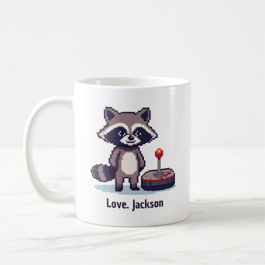 Custom Pixel Raccoon With Joystick Kaffeetasse (Links)