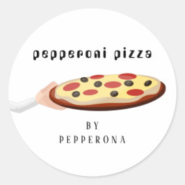 Custom Pizza pepperoni einfache Abbildung weiß Runder Aufkleber