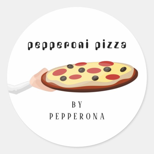 Custom Pizza pepperoni einfache Abbildung weiß Runder Aufkleber (Vorderseite)