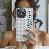 Custom Plaid Mr & Mrs iPhone Case Gift for Wife