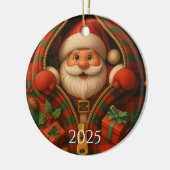 Custom Plaid Santa Claus Christmas Design Keramik Ornament (Links)