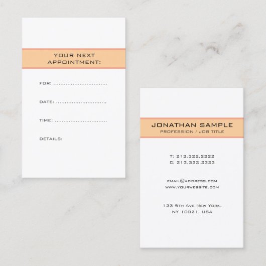 Custom Plain Appointment Reminder Template Terminkarte (Vorne/Hinten)